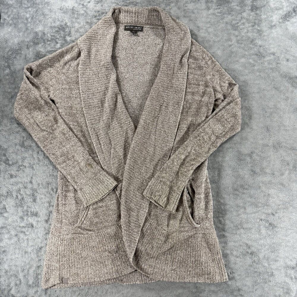Barefoot Dreams CozyChic Lite Circle Cardigan Taupe Brown Medium
